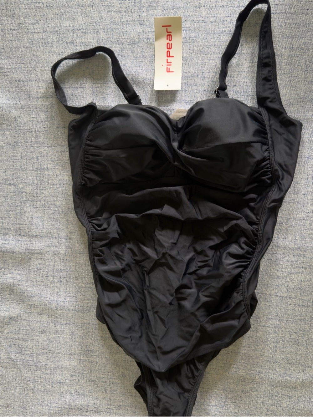 FitPearl Black One-Piece Swimsuit with Supportive Cups